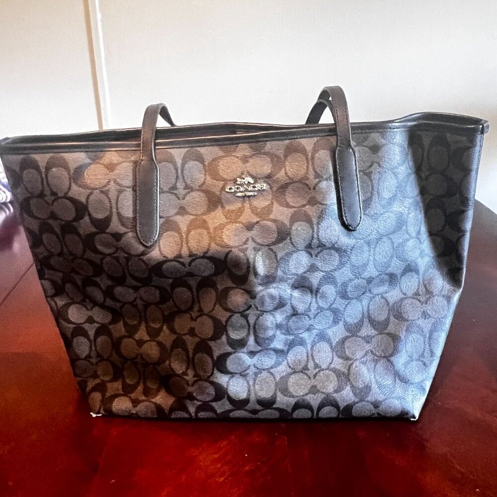 Coach City Tote Signature Canvas Black Shoulder Bag large‎ tote bag - Picture 5 of 13